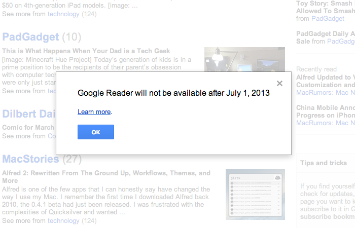 google reader flash